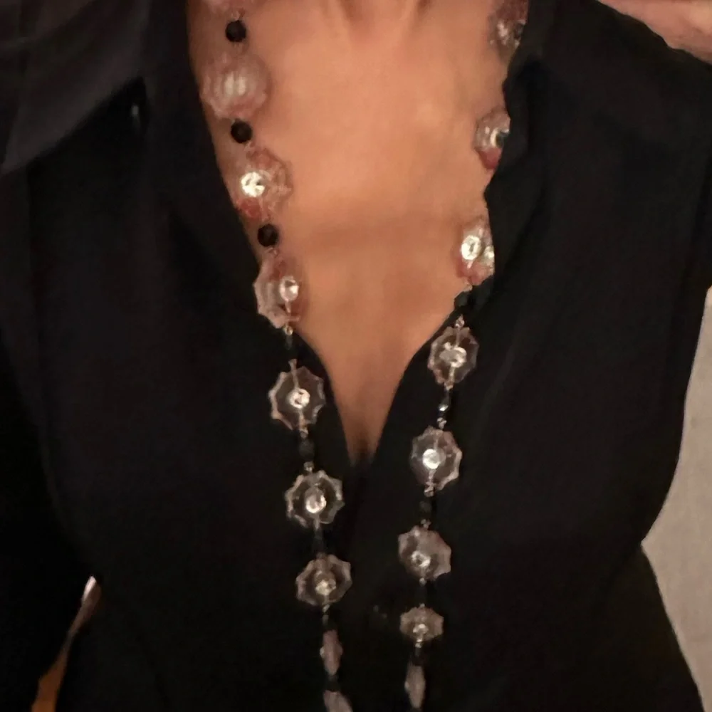 PRADA Pink Floral Acrylic and Crystal Necklace 17” L - Picture 11 of 11